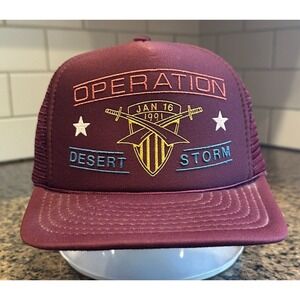 Vtg Operation Desert Storm 1991 Trucker Cap Hat Red‎ Snapback Adjustable